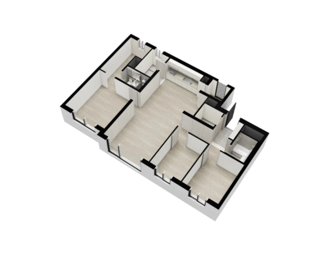 e편한세상 부천 어반스퀘어 84A타입 평면도 거실 주방 인테리어 구조